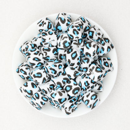 13.5mm Square Leopard Print Silicone Beads 50pcs 7