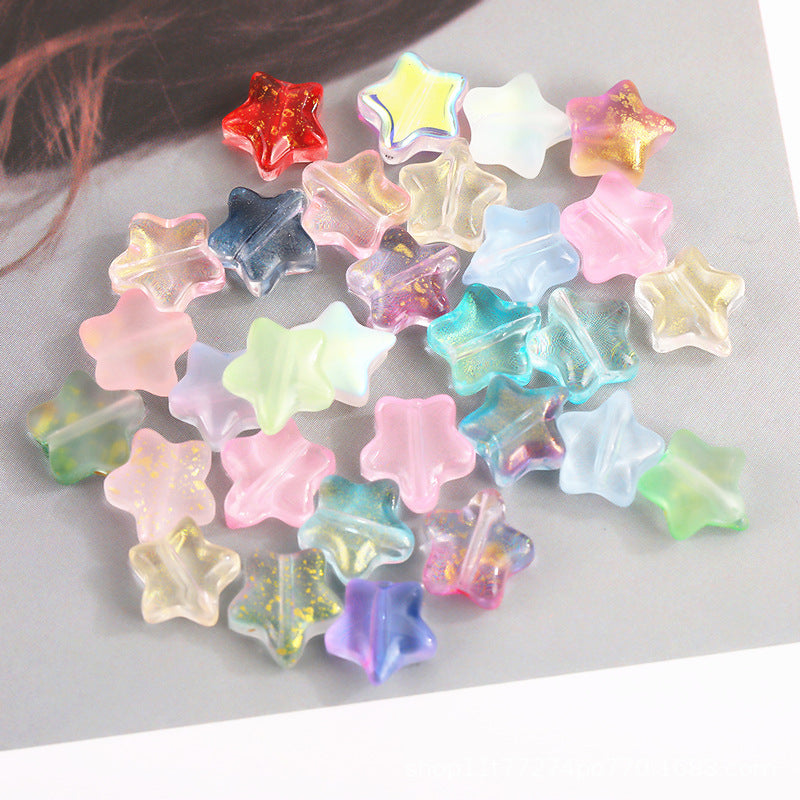 Pentagonal Star Glass Beads 8mm Transparent Pastel Colors 30pcs