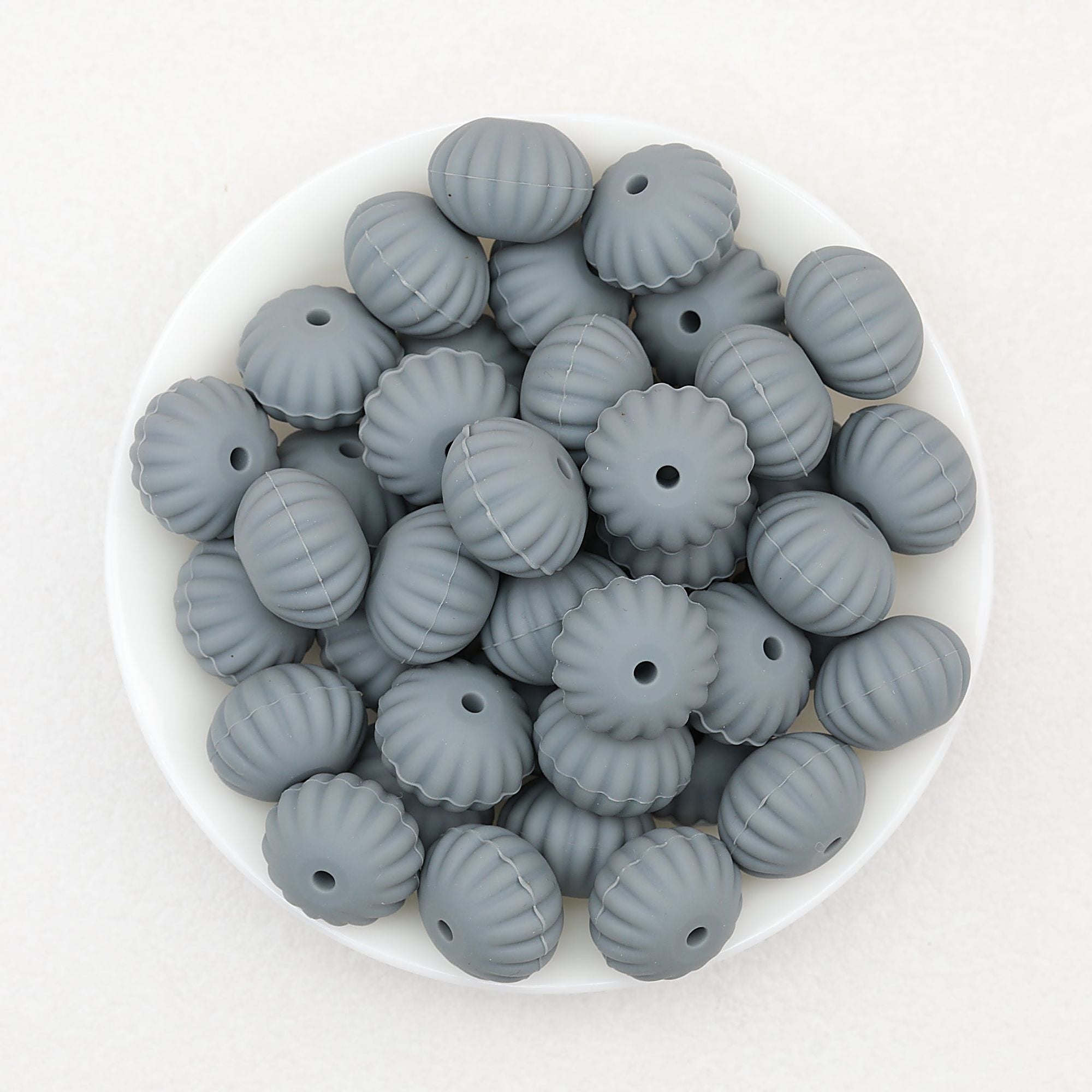 Solid Color Pumpkin Shaped Silicone Beads 20pcs - Gray