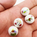 UV Plating Acrylic Beads 16mm Christmas Grinch Printed 50pcs 3