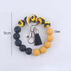 Tassel Leopard Print Silicone Bead Wristlet Keychain Soft Matte 5
