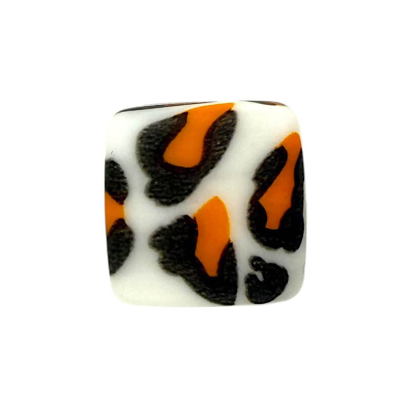 13.5mm Square Silicone Beads Printed Designs Mix 50pcs 6