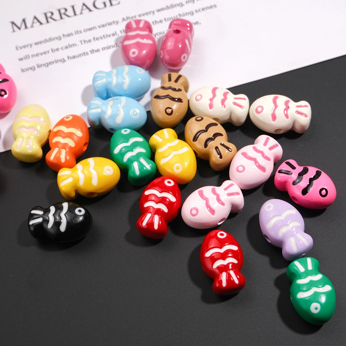 Painted Fish Acrylic Beads 22mm Colorful Cute 20pcs 4