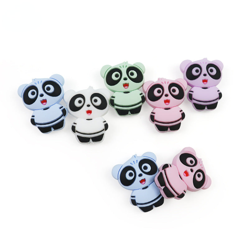 Silicone Focal Beads Panda Pastel Colors Expressions 10pcs