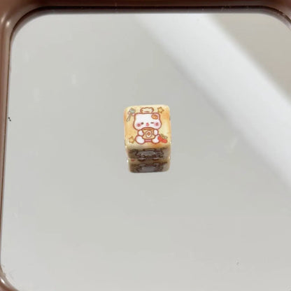 Square Acrylic Beads 14mm Bread Obsessed Character Glossy 10pcs 6