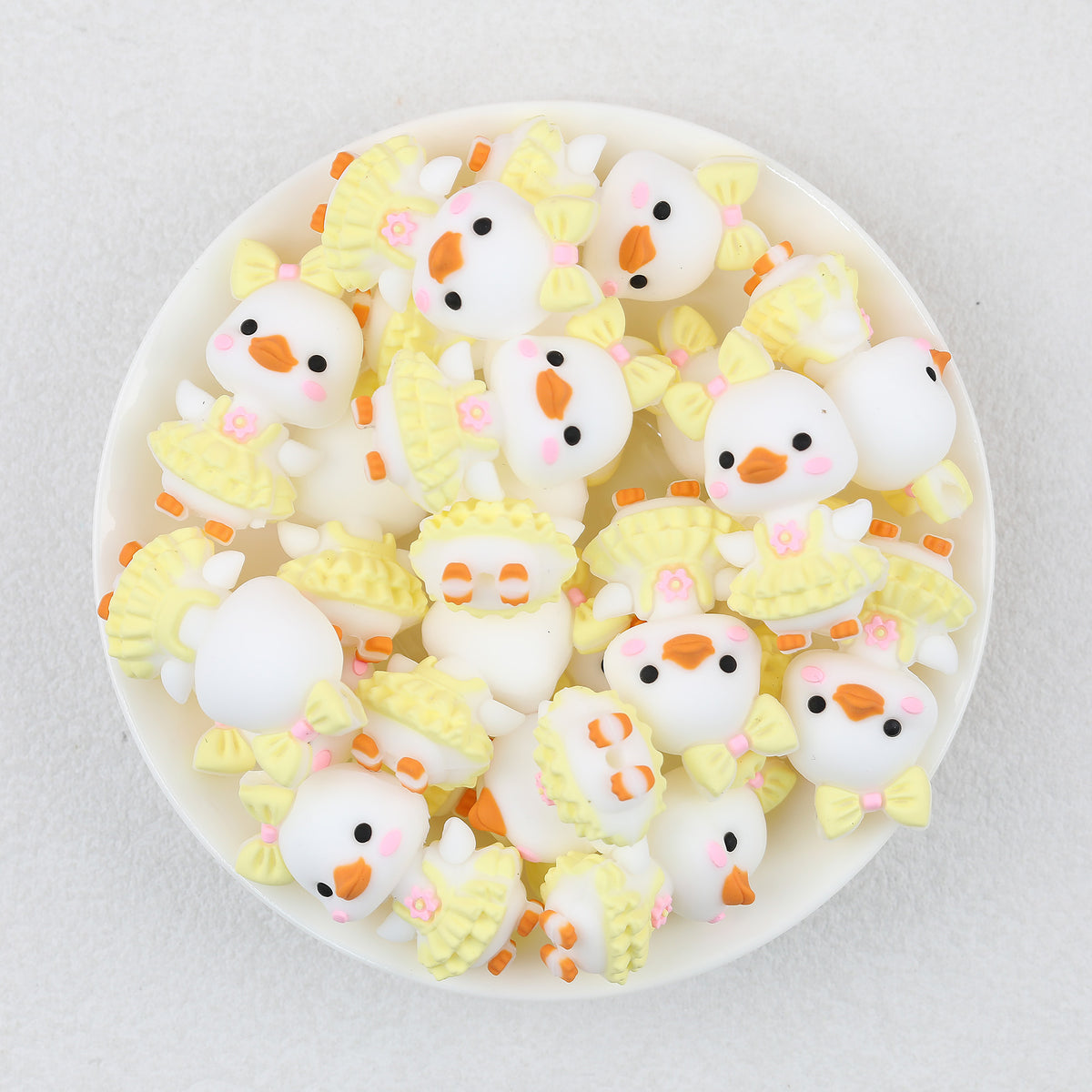 3D Yellow Bow Dress Baby Duck Silicone Focal Beads 20pcs  2