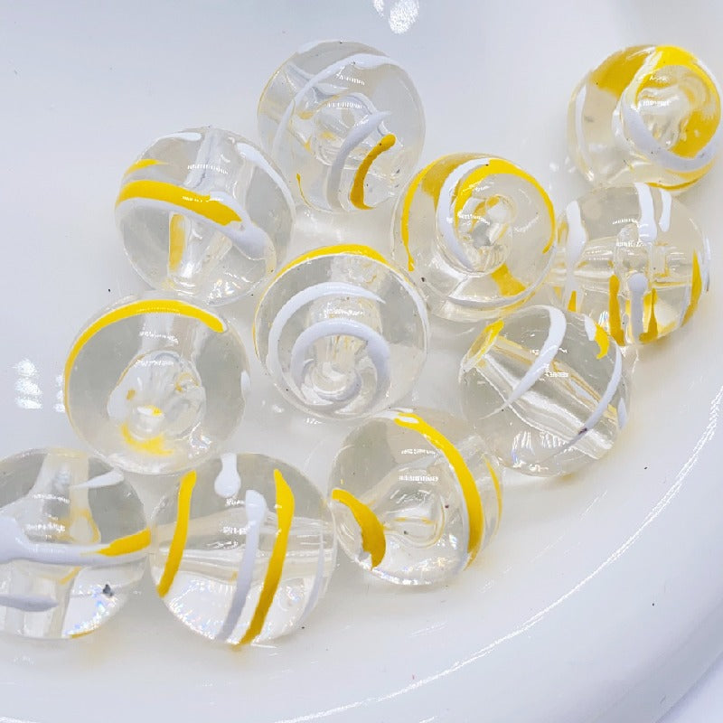 Hand Painted Wind Chimes Acrylic Beads 16mm Transparent Colorful 10pcs 8