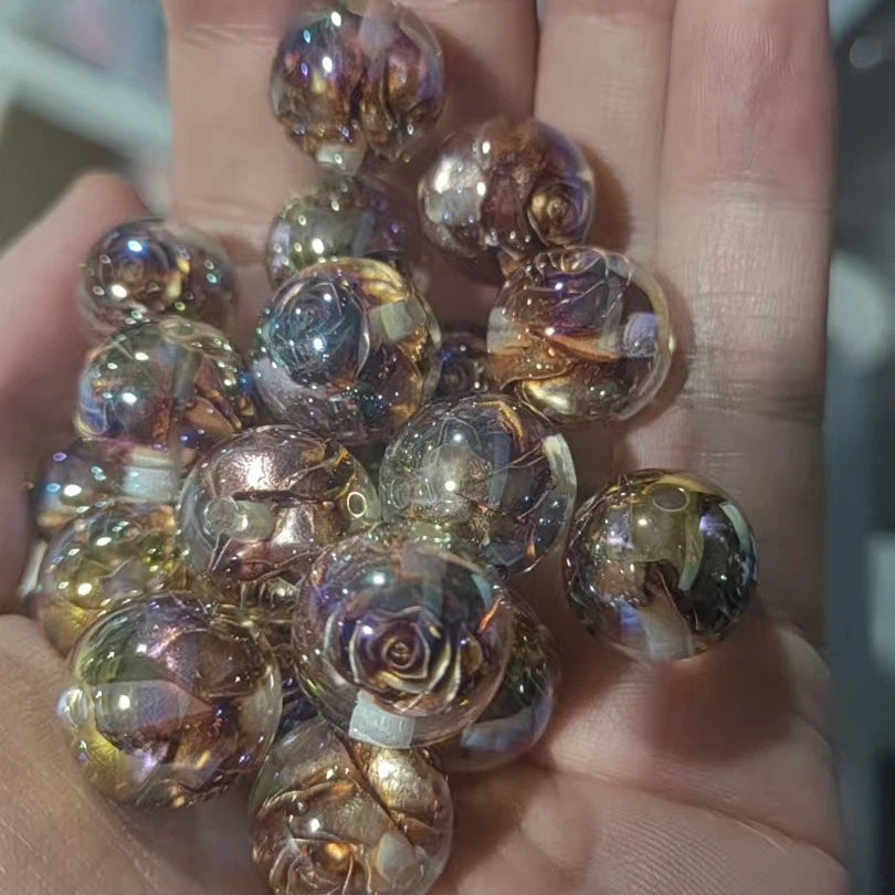 Twilight Rose Resin Beads 16mm Round Mixed Colors 20pcs 15