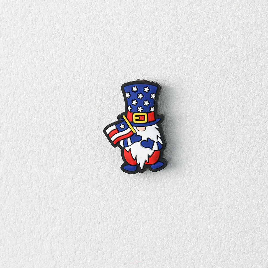 USA Flag Hat Silicone Focal Beads Independence Day 20 pcs