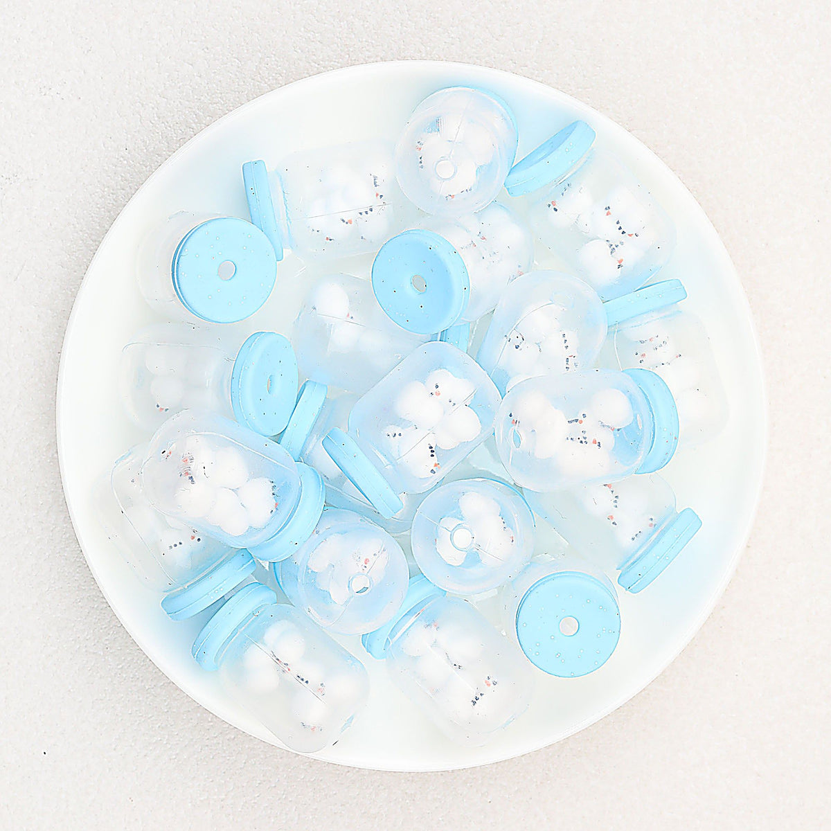 3D Christmas Glitter Bottle Silicone Focal Beads 20pcs - Snowman