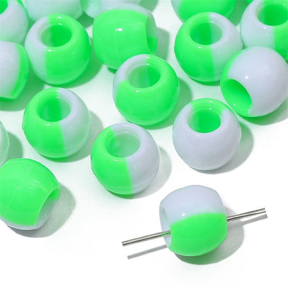 Large Hole Acrylic Beads 12mm Two-Tone Mixed Colors 60pcs 10