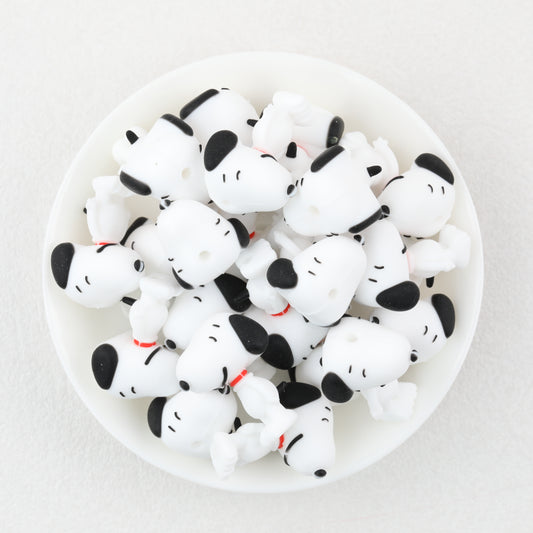 3D Character Shaped Silicone Focal Beads Snoopy Design 20pcs 2
