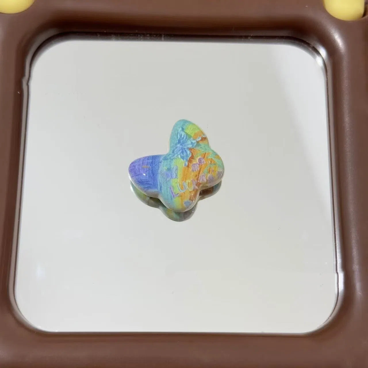 Spring Oil Painting Texture Butterfly Acrylic Beads 25mm 10pcs 4