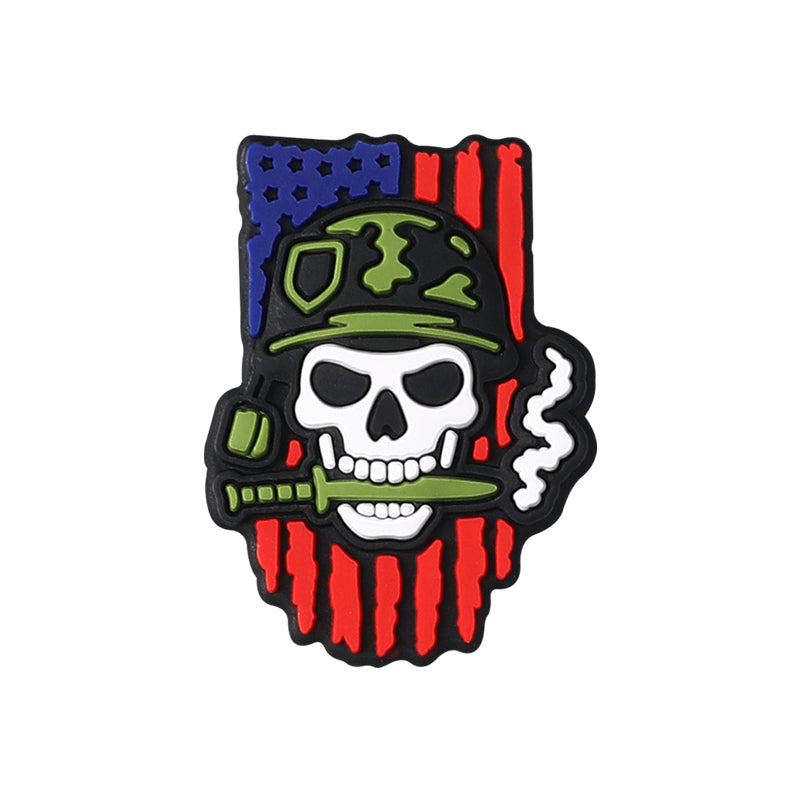 Silicone Focal Beads USA Veterans USA Skeleton Flag Front View 20Pcs 10