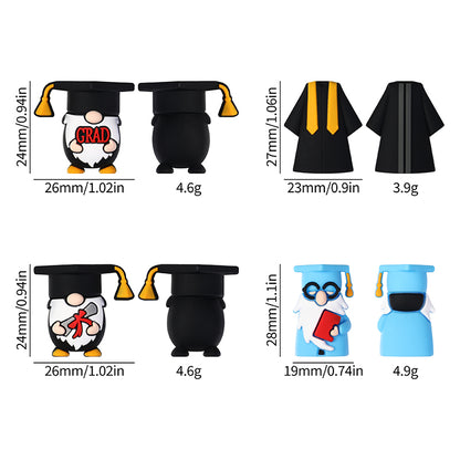 Silicone 3D Graduation Gnome Focal Beads Graduate Theme 20pcs 7