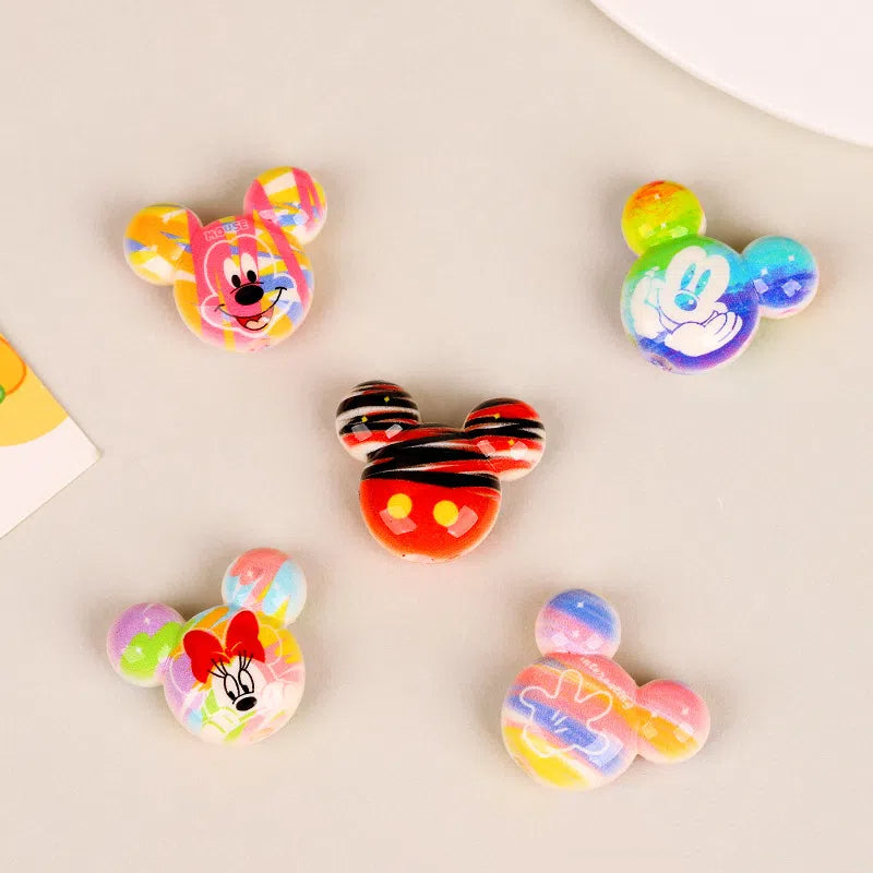 3D Rainbow Mickey Minnie Head Acrylic Beads 28mm 10pcs 3