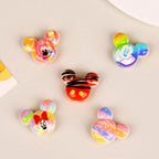 3D Rainbow Mickey Minnie Head Acrylic Beads 28mm 10pcs 3