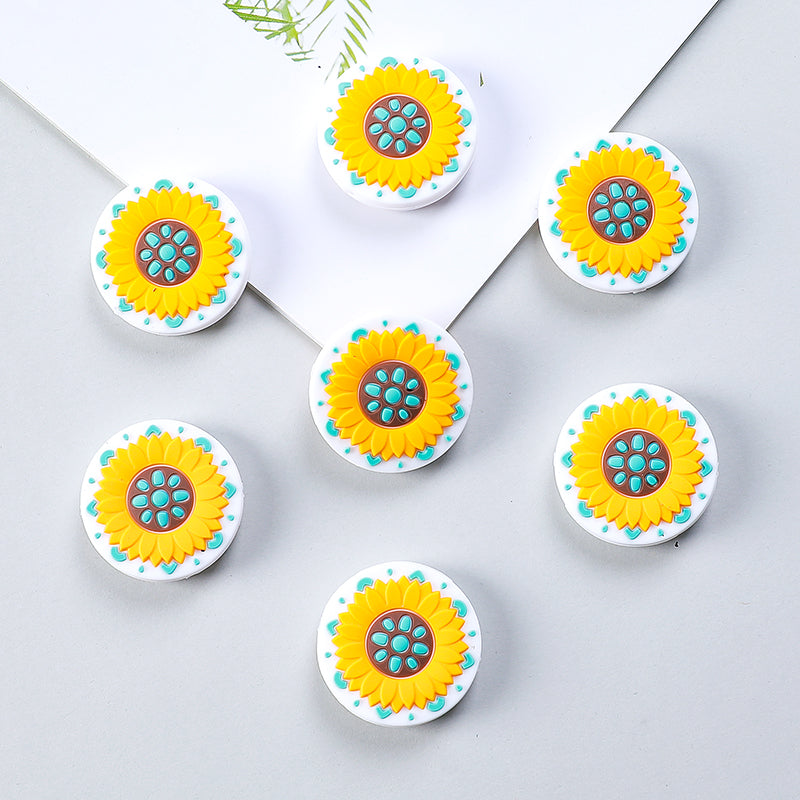 Silicone Focal Beads Daisy You Are My Sunshine Text 20pcs 10