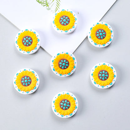 Silicone Focal Beads Daisy You Are My Sunshine Text 20pcs 10