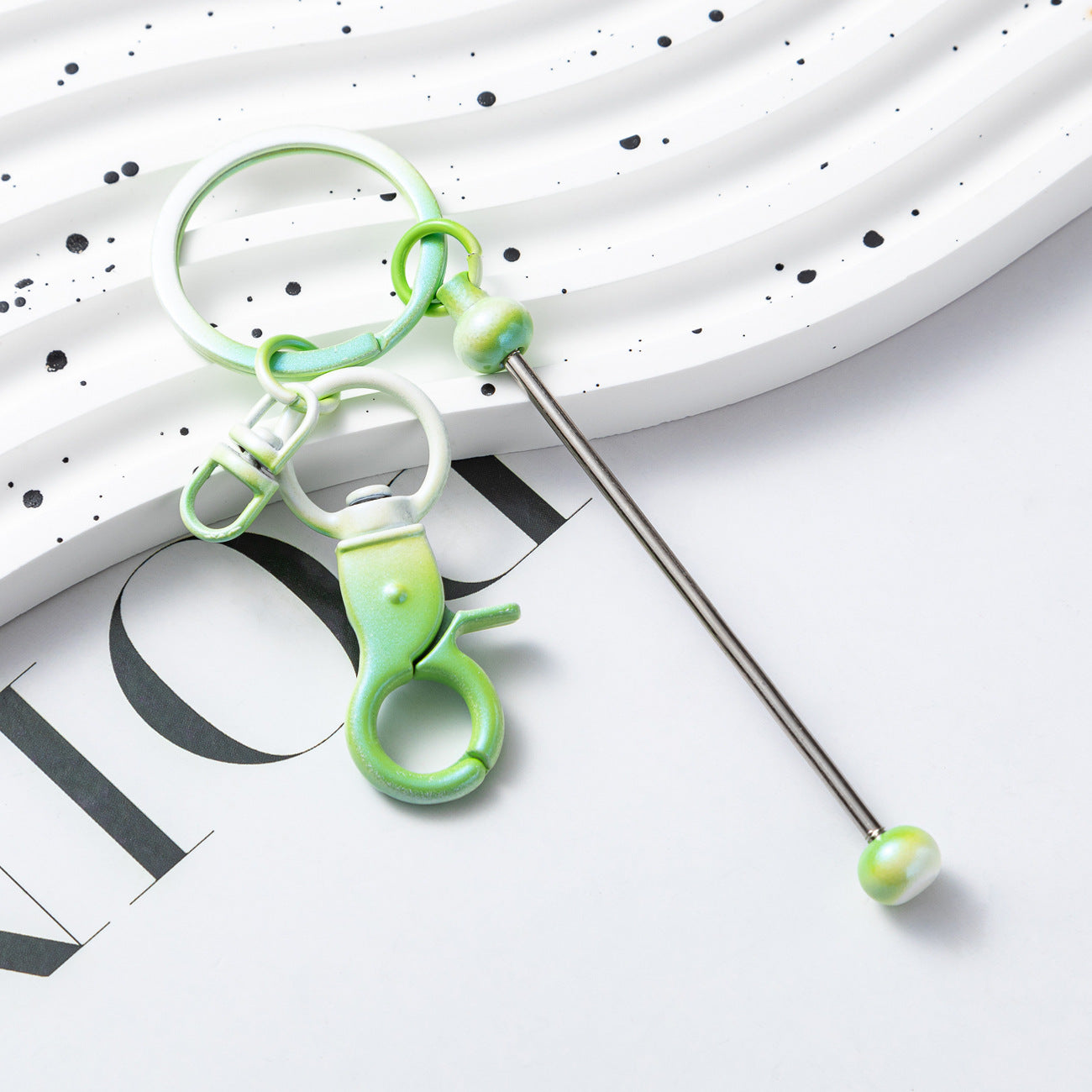 Beadable Gradient Color DIY Metal Keychain