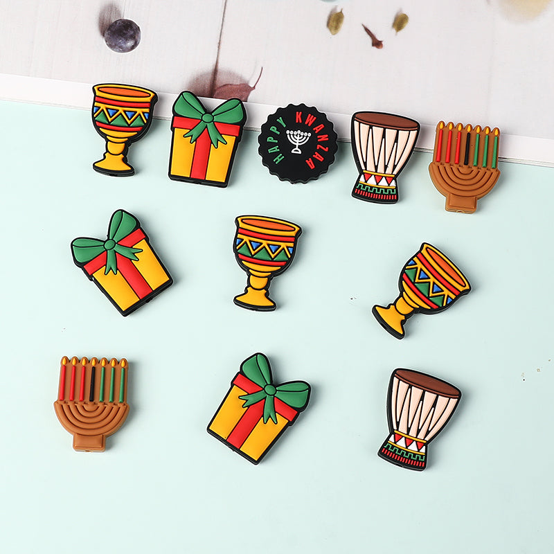 Silicone Focal Beads Kwanza Festival Candles Drums Gift Symbols 20pcs 2