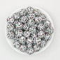 15mm Colored Leopard Print Round Silicone Beads 50pcs - Turquoise