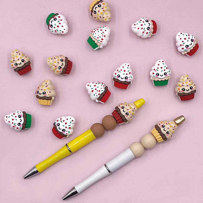 3D Mini Sugar Sprinkle Cupcake Silicone Focal Beads 20pcs 3