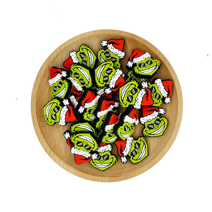 Silicone Focal Beads Christmas Grinch Santa Hat Sunglasses 20pcs 7