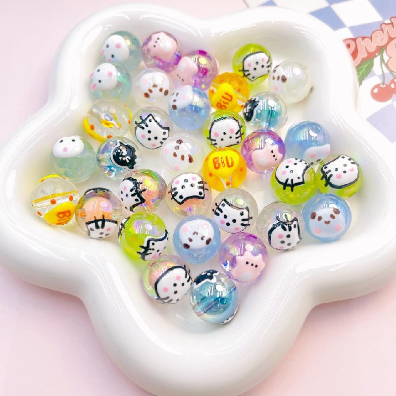 Transparent Cat Rabbit Acrylic Beads 16mm Playful Faces 2pcs 2