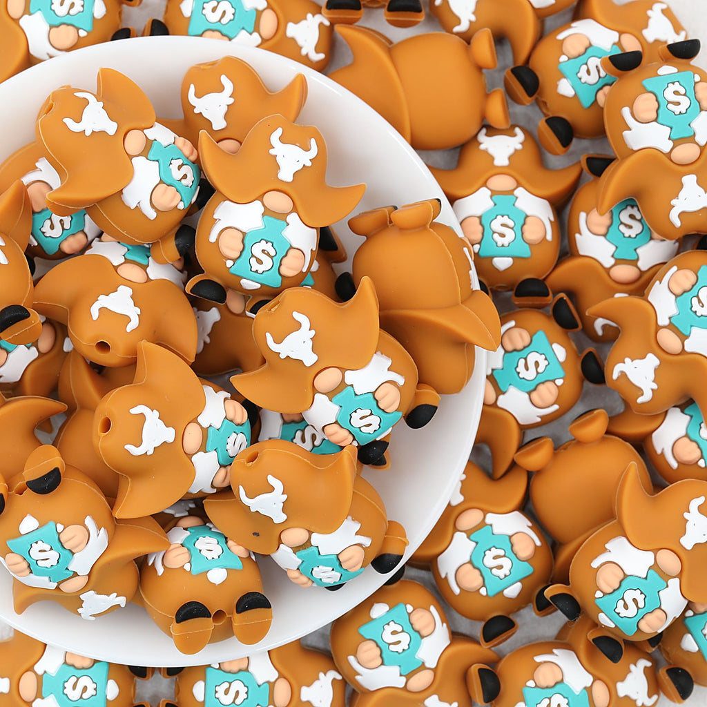 3D Brown Cowboy Money Bag Silicone Focal Beads 20pcs