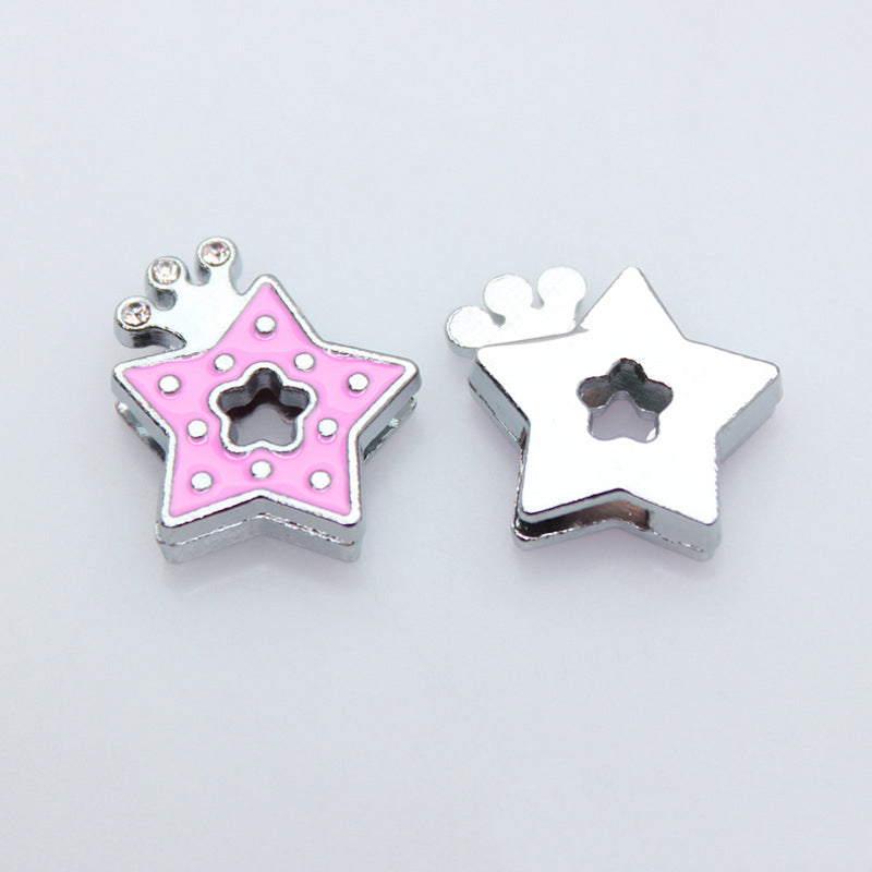Chrome Alloy Rhinestone Beads Star Heart Crown Shapes 4pcs 14