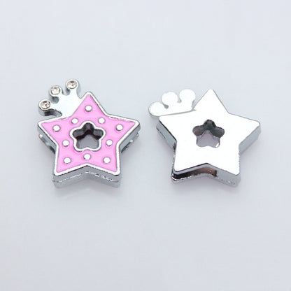 Chrome Alloy Rhinestone Beads Star Heart Crown Shapes 4pcs 14