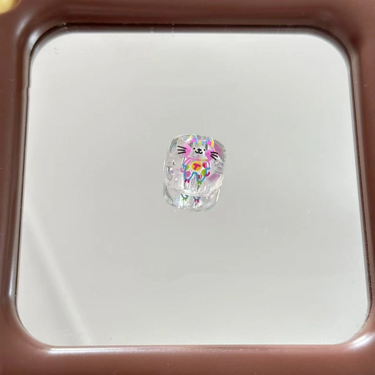 Clear Square Acrylic Beads 16mm Puppy and Kitten Pattern 10pcs 8