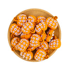 Silicone 3D Focal Beads Halloween Pumpkin White Flower Pink Center 20pcs 3