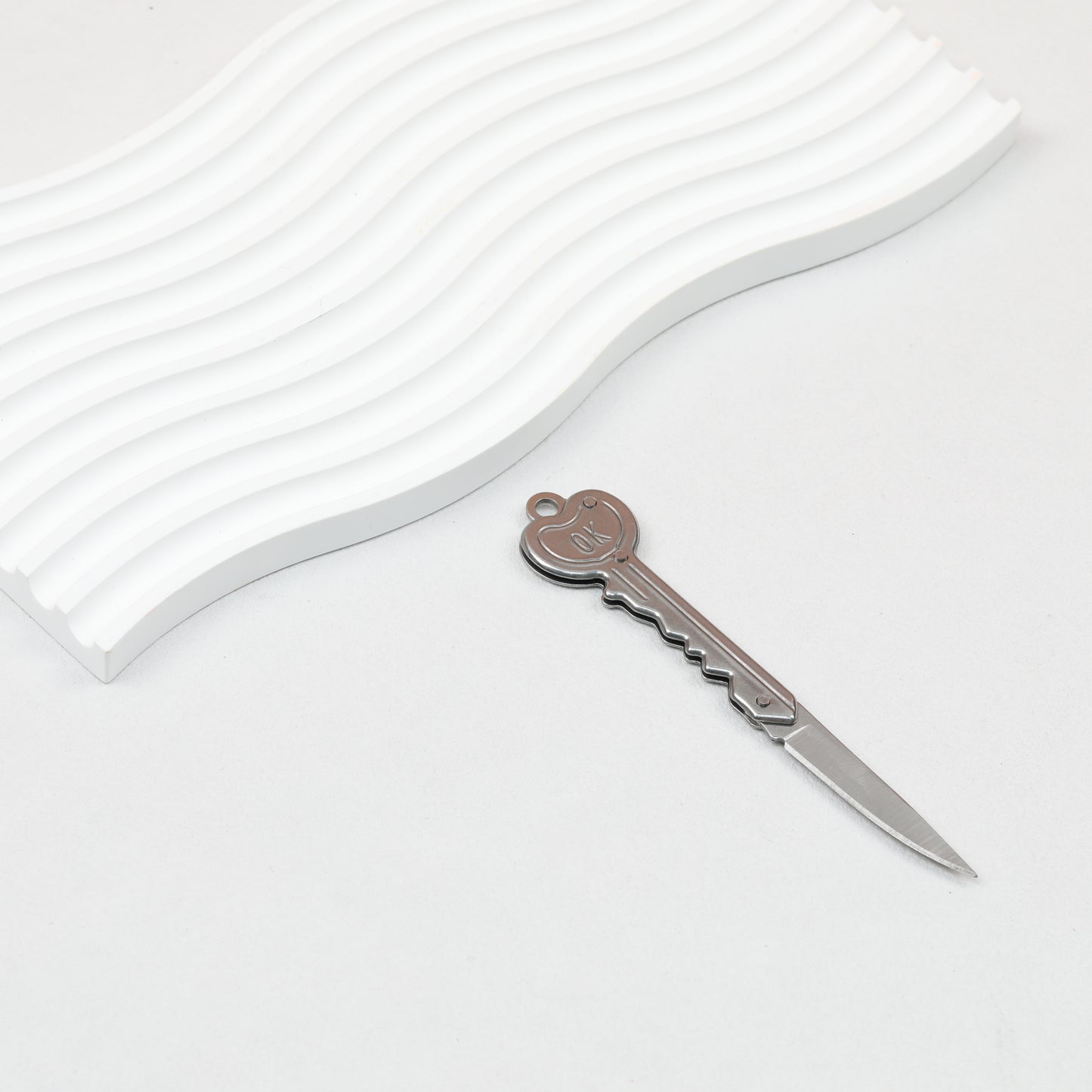 Mini Folding Self Defense Keychain Stainless Steel Key Shape 2pcs