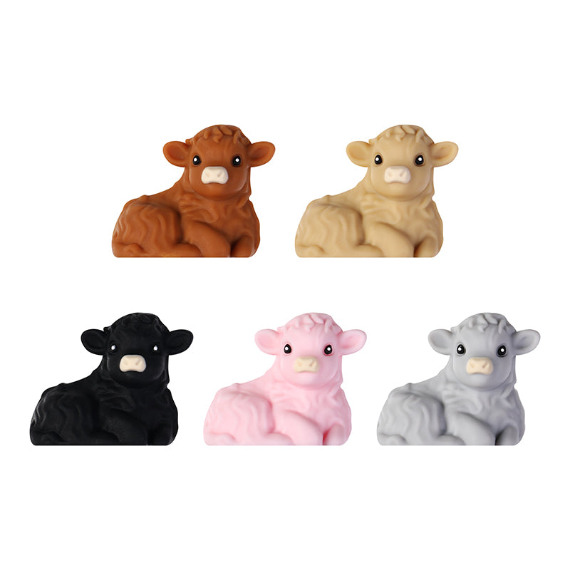 3D Lying Smiling Calf Silicone Focal Beads 20Pcs  8