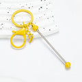 Beadable Keychain Bar Metal Slender Shaft Polished Ball Lobster Clasp - Yellow