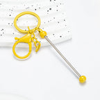 Beadable Keychain Bar Metal Slender Shaft Polished Ball Lobster Clasp - Yellow