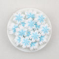 3D Snowflake Silicone Focal Beads Wholesale, White and Blue Christmas Design