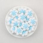 3D Snowflake Silicone Focal Beads Wholesale, White and Blue Christmas Design