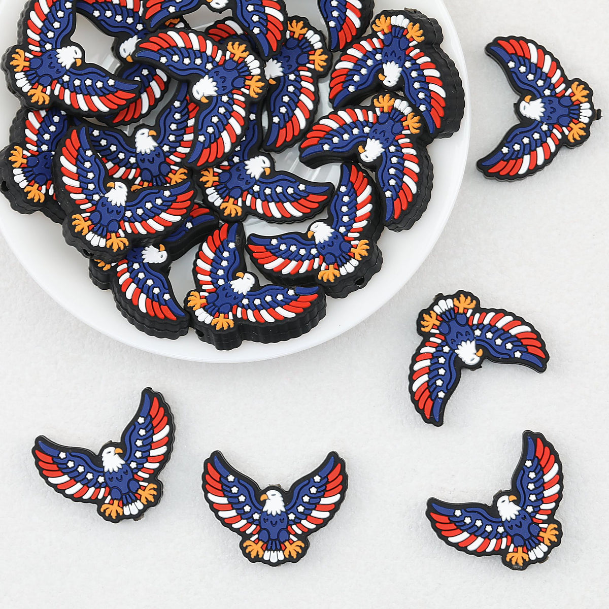 Patriotic Eagle Silicone Focal Beads US Independence Day Theme 20pcs