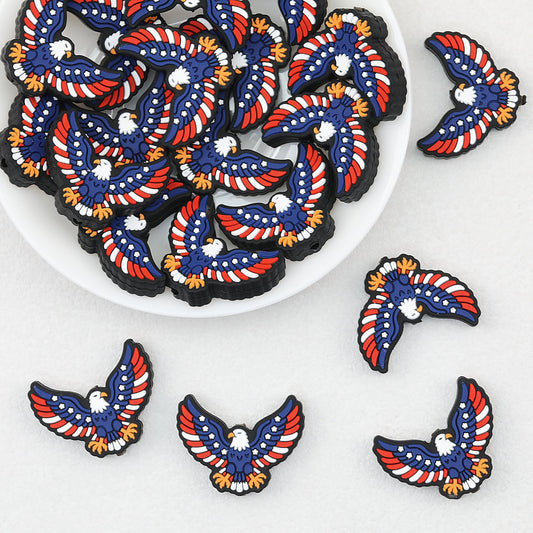 Patriotic Eagle Silicone Focal Beads US Independence Day Theme 20pcs