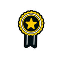 Silicone Focal Beads Medal Yellow Star Gold Scalloped Edges 20pcs