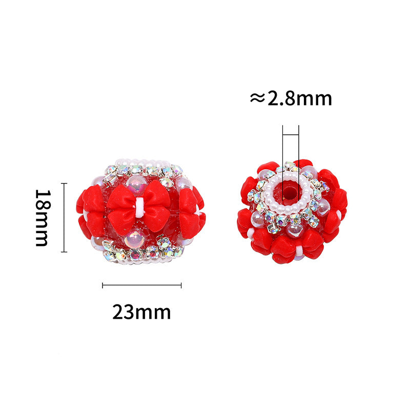 Fancy Bow Wrapped Round Acrylic Beads 23mm 10pcs 2