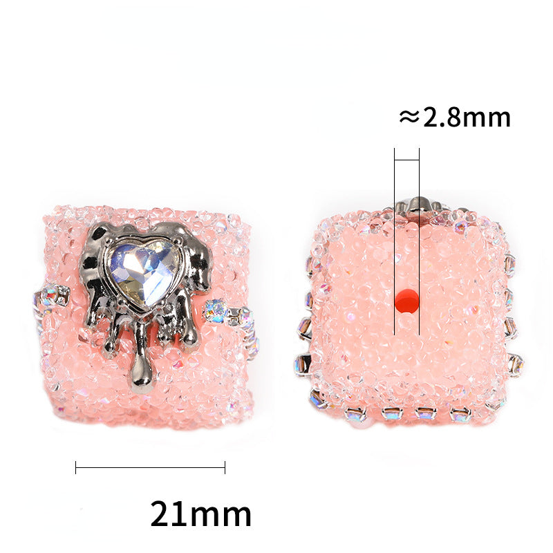 Crocore Square Rhinestone Beads 21mm Acrylic Textured Facet 5pcs 5