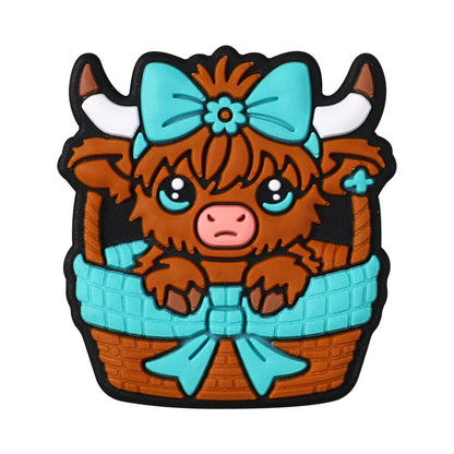 Silicone Focal Beads Basket Animals Holding Bows 20pcs 14