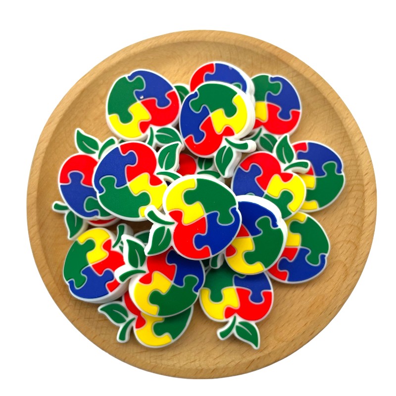 Silicone Focal Beads Puzzle Apple Colorful Interlocking 20pcs 2