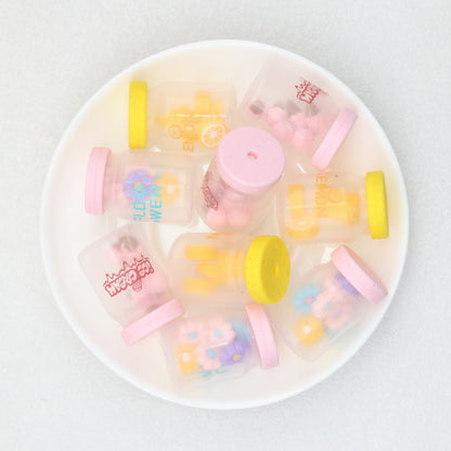3D Daisy Orange Ice Cream Glitter Bottle Silicone Focal Beads 10pcs 3