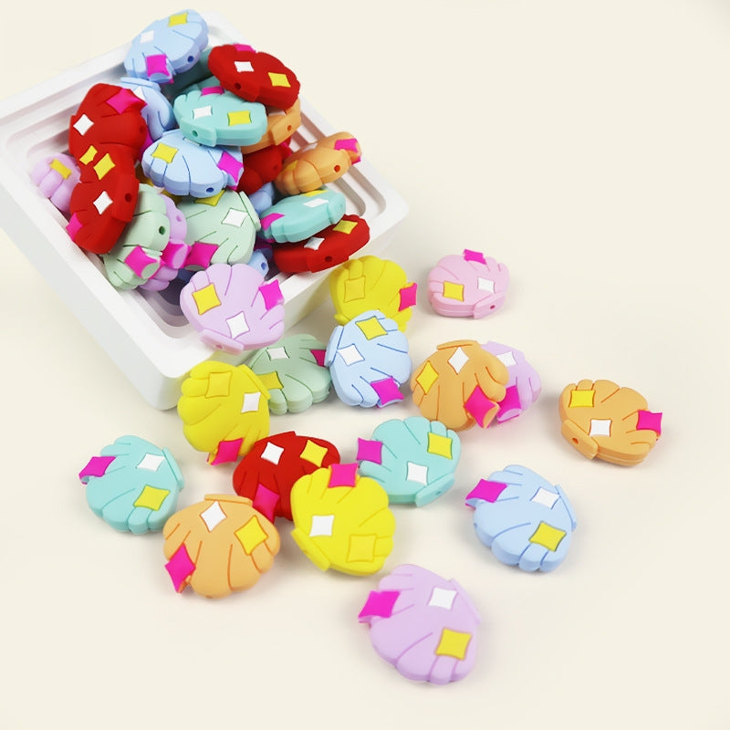 Silicone Focal Beads Macaron Colorful Shell Sparkle Accent 20pcs 4