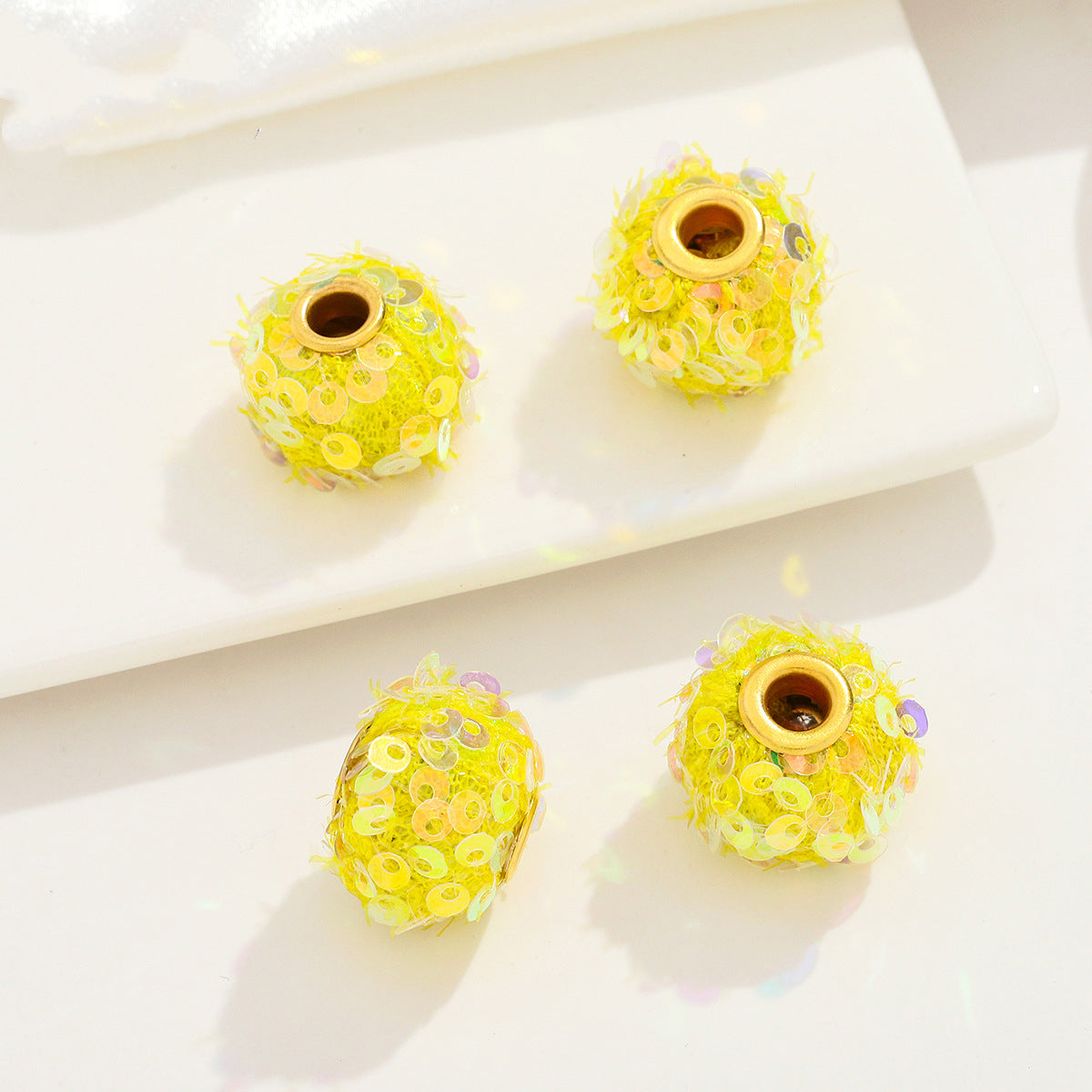 Fabric Glitter Sequin Spacer Beads 16mm 50pcs 7